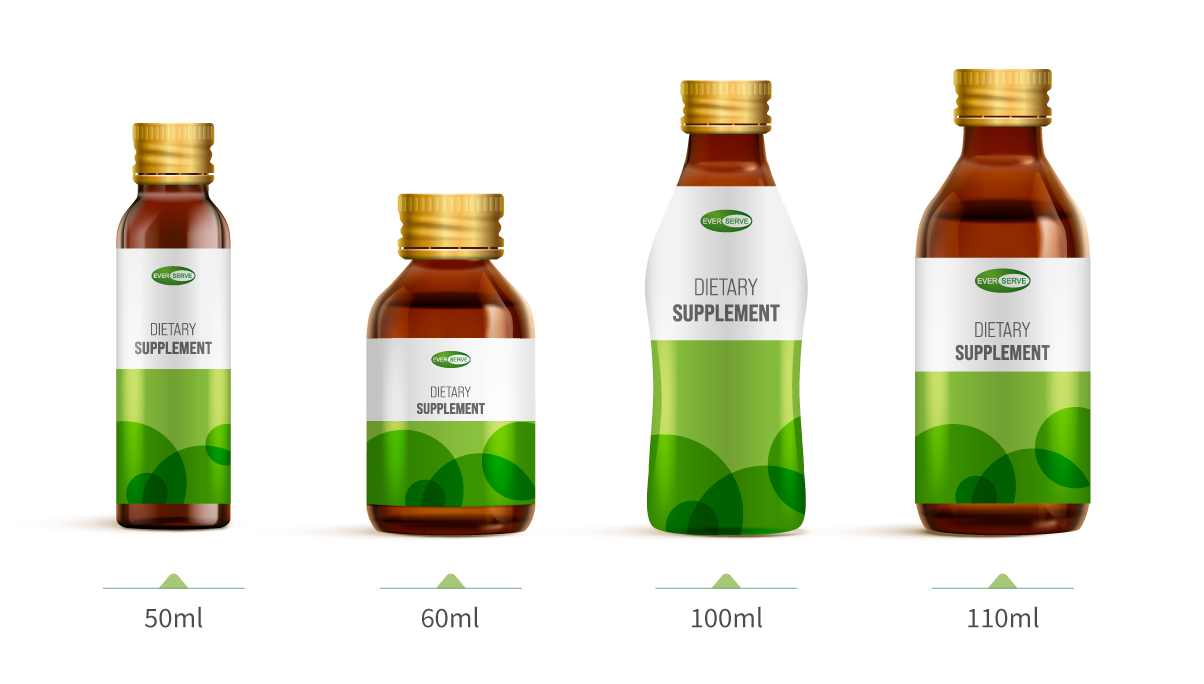 長利奈米保健食品ODM及OEM代工劑型包裝-各種玻璃瓶規格符合多元的需求